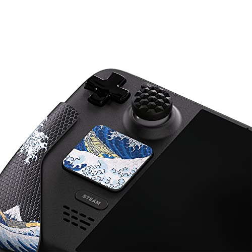 Image of PlayVital Professional Textured Soft Rubber Pads Handle Grips for Steam Deck LCD & OLED, Trackpads Skin Grip Enhancement Back Button Protective Stickers Set with Thumb Grip Caps - The Great Wave