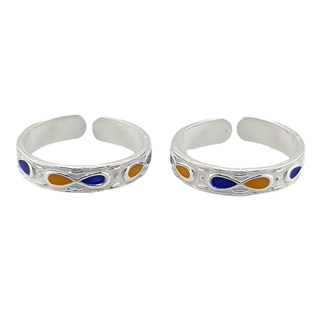 925 Sterling Silver/Chandi Simple Toe Rings/Chutki For Women Free Size ~ Multi Color Toe Rings-image-36