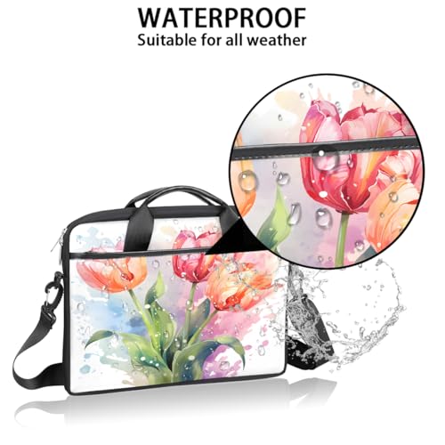 Bolso para portátil floral acuarela 15 pulgadas con correa miniatura 3