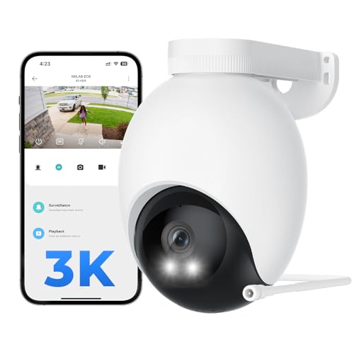IMILAB 3K 5MP Kabelgebundene Außen Überwachungskamera, 360° drehbar WLAN Outdoor Sicherheitskamera mit Xiaomi Home App, Farbnachtsicht, Wasserdicht, 24/7 Daueraufzeichnung, Ohne ABO (EC6)