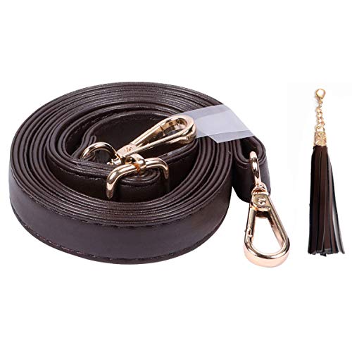 BEAULEGAN Correa de piel de microfibra para bolso de mano, ajustable, 150 cm de largo, 2 cm de ancho (marrón oscuro/dorado)