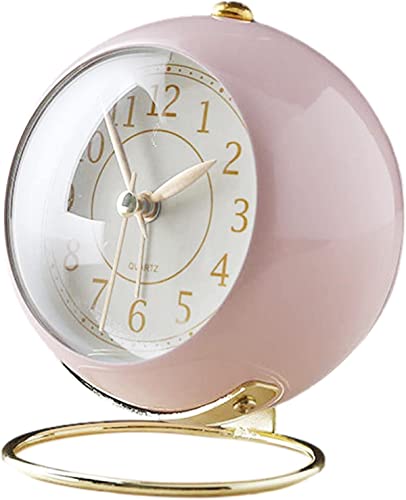 FengQingHuaGG Reloj de noche silencioso, reloj despertador analógico retro para mesa de dormitorio, vintage, reloj silencioso sin tictac, para el hogar, dormitorio, oficina (rosa)