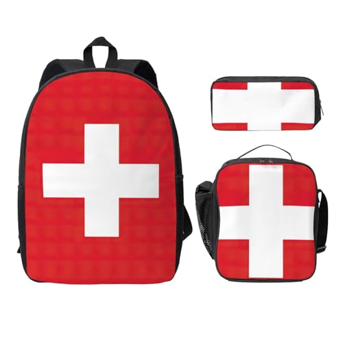 Sac à dos drapeau suisse EdWal avec trousse et sac repas