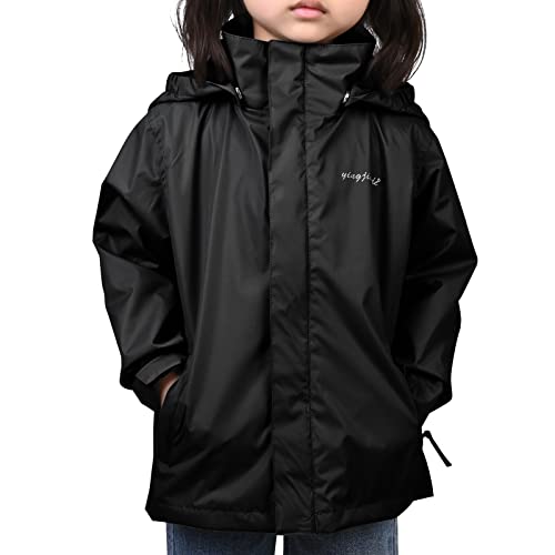 Image of YINGJIELIDE Boys Girls Waterproof Rain Jackets Kids Easy to Fold Windbreaker Lightweight Outdoor Hooded Raincoat