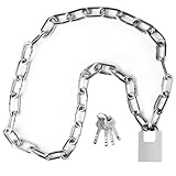 47.24 inch/1.2 Meter Stainless Steel Security Chain Lock with Anti-Cut Padlock & 2 Keys - Heavy Duty Anti-Theft Protection for Bicycle, Motorcycle, Scooter, Door, Fence, Garage
