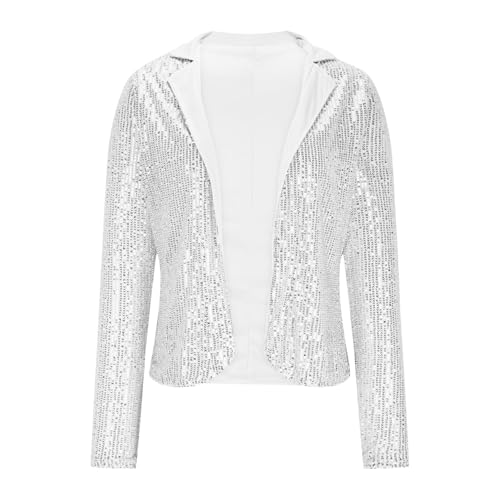 Womens Sequin Blazer Jacket Sparkly Cardigans Glitter Sparkle Open Front Coats Business Casual Cocktail Party Suit3
