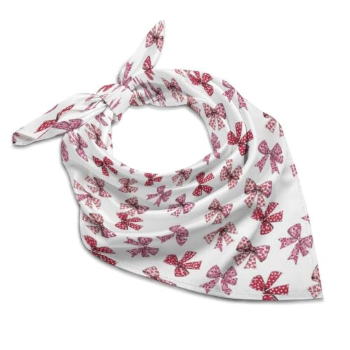 MXNPKUR Women's Pink Heart Bow Square Scarf,Hair And Neck Scarf