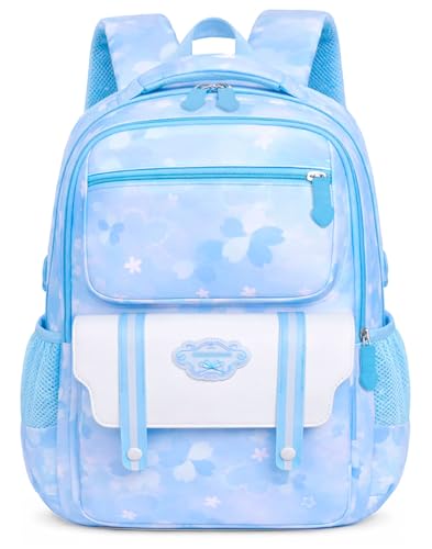 Mochila Para Menina Juvenil Estudante Abertura 180° Florida (Azul Claro)