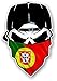 Gothic Biker Totenkopf mit Bandana & Portugal Portugiesisch Flagge Vinyl Autosticker Aufkleber 85x125mm