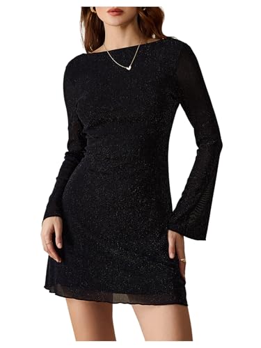 Image of MakeMeChic Women's Cheetah Print Mini Dress Y2k Bell Sleeve Leopard Print Dress Going Out Outfits