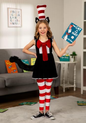 Vestido disfraz Cat in the Hat para niñas miniatura 3