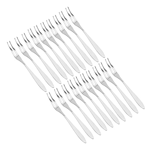 Stainless Steel Fruit Pickle Cocktail Cake Steak Fork Comfortable longer Handle for Fruit Cake Ice Cream Dessert Serving and Dinner Fork, 20Pcs/set Appetizer Forks, 20Pcs/set Appetizer Forks, spots