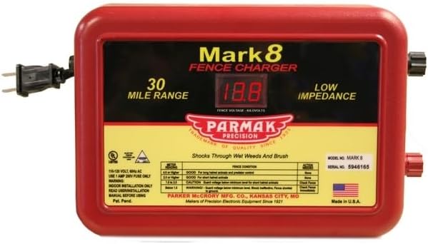 Parker Mc Crory Mfg Mark 8 Mark 8 Electric Fence Charger, 30-Mile, Low Impedance, Plug-in, 110-120-Volt - Quantity 4