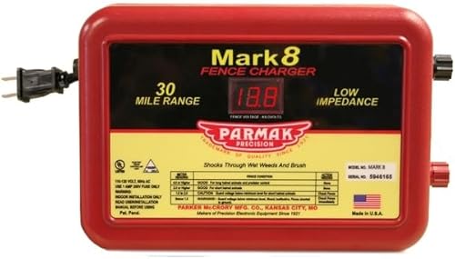 Parker Mc Crory Mfg Mark 8 Mark 8 - Cargador eléctrico para vallas, 30 millas, baja impedancia, enchufe, 110-120 voltios, cantidad 4