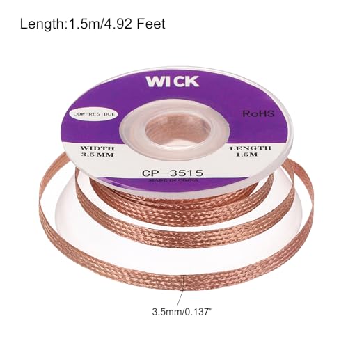 Image of MECCANIXITY Solder Wick Braid No-Clean Desoldering Wick Braid 0.14 Inch Width 5 Feet Length for Remove the Solder Electrical Components 1 Pack
