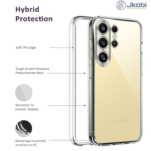 Image of Jkobi Back Case Cover for Samsung Galaxy S24 Ultra (Silicone Clear Shockproof Case with Camera Protection | Soft and Flexible | Transparent)