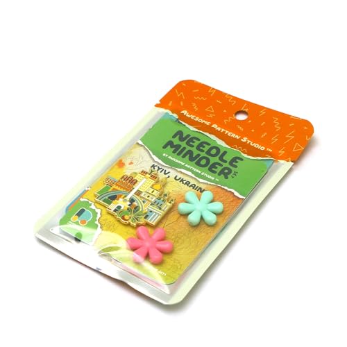 Image of Awesome Pattern Studio Kyiv Magnetic Needle Minder + 2 Needle Threaders. Enamel Pin for Cross Stitch, Embroidery and Craft