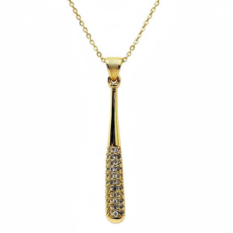 Collier batte de baseball en argent 925 et oxydes de zirconium faits main