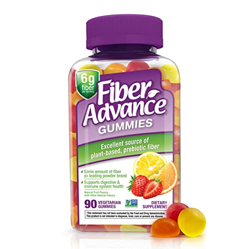Fiber Advance Gummies | 100% Plant Based Fiber Supplement for Digestive Health | Chicory Root Inulin Prebiotic Gummies for Adults | Gluten Free Vegetarian & Non-GMO 90 Count