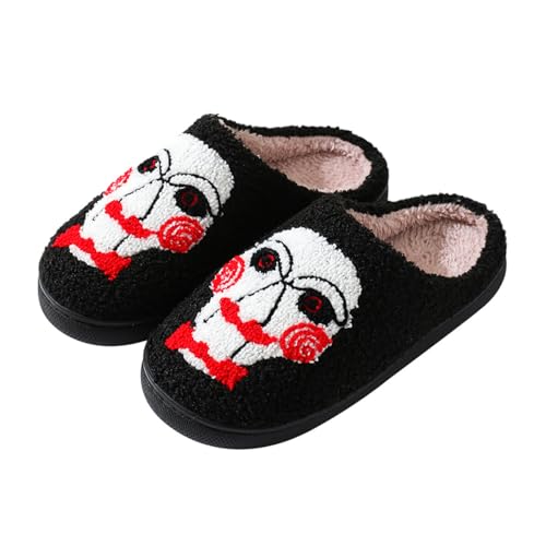 Halloween Ghost Slippers Funny Skull Fuzzy Slippers Plush Warm Comfort Light Weight House Shoes