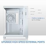 MUSETEX ATX PC Case, 360MM RAD Support, 3 x 120mm Non-ARGB Fans Pre-Installed, 270° Full View Tempered Glass Gaming PC Case with Type-C, Mid Tower ATX Computer Case, White, Y6 - Image 4