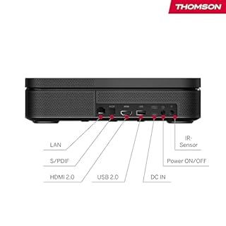 Thomson Sirius PG55B Proiettore Laser RGB Smart, Ottica Ultra-Corta, Full HD 1080p, Google TV, 600 ANSI, Auto Focus, HDR10+, Dolby Digital+, Batteria, WiFi, Bluetooth