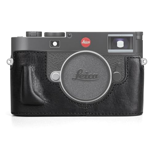 MUZIRI KINOKOO Funda para Leica M11 M11-P M EV1, Funda Protectora de Cuero Genuino de Primera Calidad para cámaras Leica M11/M11-P/M-EV1, con empuñadura y diseño con Fondo Abierto - Negro