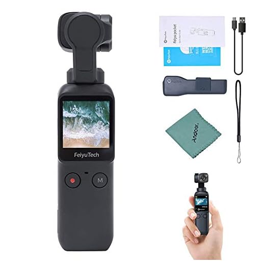 Feiyu Pocket 4K / 60fps Caméra à Cardan Portable Stabilisée à 6 Axes Objectif Ultra Grand Angle 120 °Enregistrement Vidéo Écran Tactile Ralenti 8X Contrôle d'app Panorama Timelapse