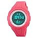 Produktbild FeiWen Fashion Digital Uhren für Damen und Mädchen Rot Plastik Schale mit Kautschuk Band Multifunktional 50M Wasserdicht Sport Armbanduhren LED Licht Stoppuhr Alarm Kalender