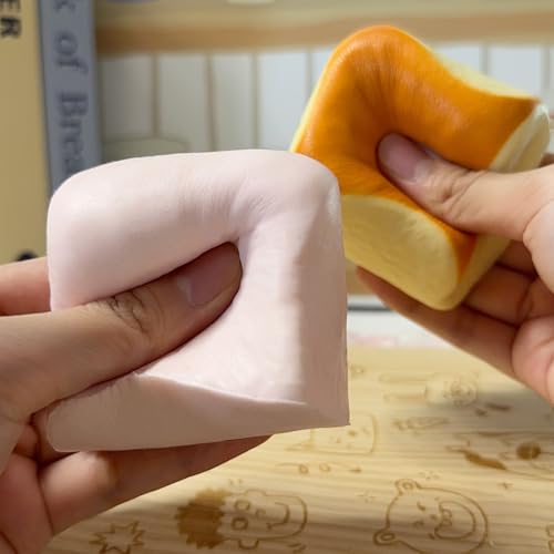 Image of Butter Slow Rising Squishy,Squishy Toy,Dumpling Stress Balls,Fidget Toy (Pink Yellow Hawaiian Roll squishy)