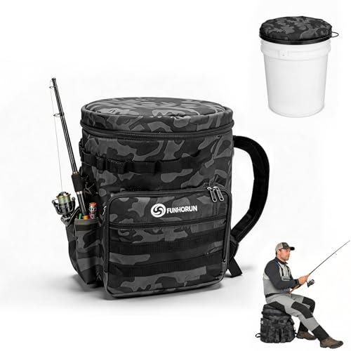 FUNHORUN Organizador de balde de pesca con balde de 5 galones y asiento giratorio miniatura 1