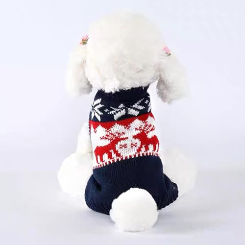 Katzenpullover Gestrickter Hundepullover, Warme Haustier Pullover für Kätzchen und kleine Hunde (S) - Weihnachten Muster Strickwaren