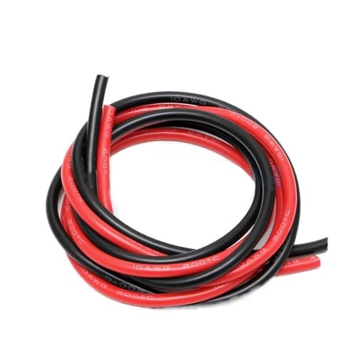 Outdoor Extension 2Pcs 10AWG to 16AWG Flexible Copper Cable Black Red Soft Silicone Electrical Wire for Toys High Temperature Resistance Solar sheathed(Size:2Pcs 14AWG 1 Meter)
