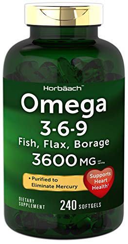 Triple Omega 3-6-9 3600 mg 240 Softgels | from Fish, Flaxseed, Borage Oils
