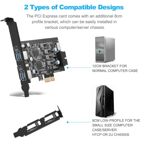 Image of 6-Ports USB 3.0 PCIe Card (2X USB A-2X Type-C), with 19 Pin /Type E(A-Key)