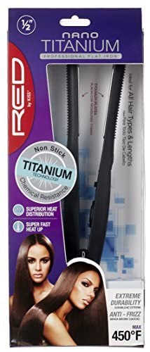 KISS Titanium Flat Iron, Red, 1/2"