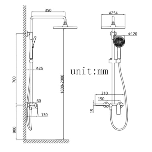 Colonne de douche eau chaude froide ensemble douchette 3 modes - 5