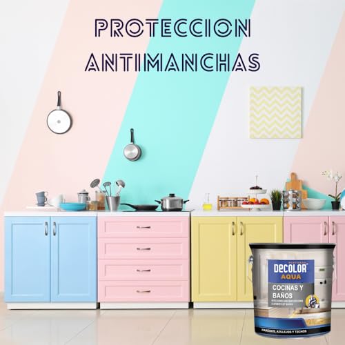 Miniatura 2 de Pinturas Decolor - Cocinas Y Baños. Pintura Satinada Al Agua Para Azulejos, Paredes Y Techos. Blanco Hueso 750ml