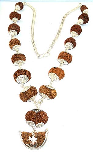 Retrend DesignRetrend Design Sarva Siddha Mala Pure Silver Plated Awesome Quality 1 to 14 Face Indonesia Rudraksha with Gouri Shanker & Ganesh