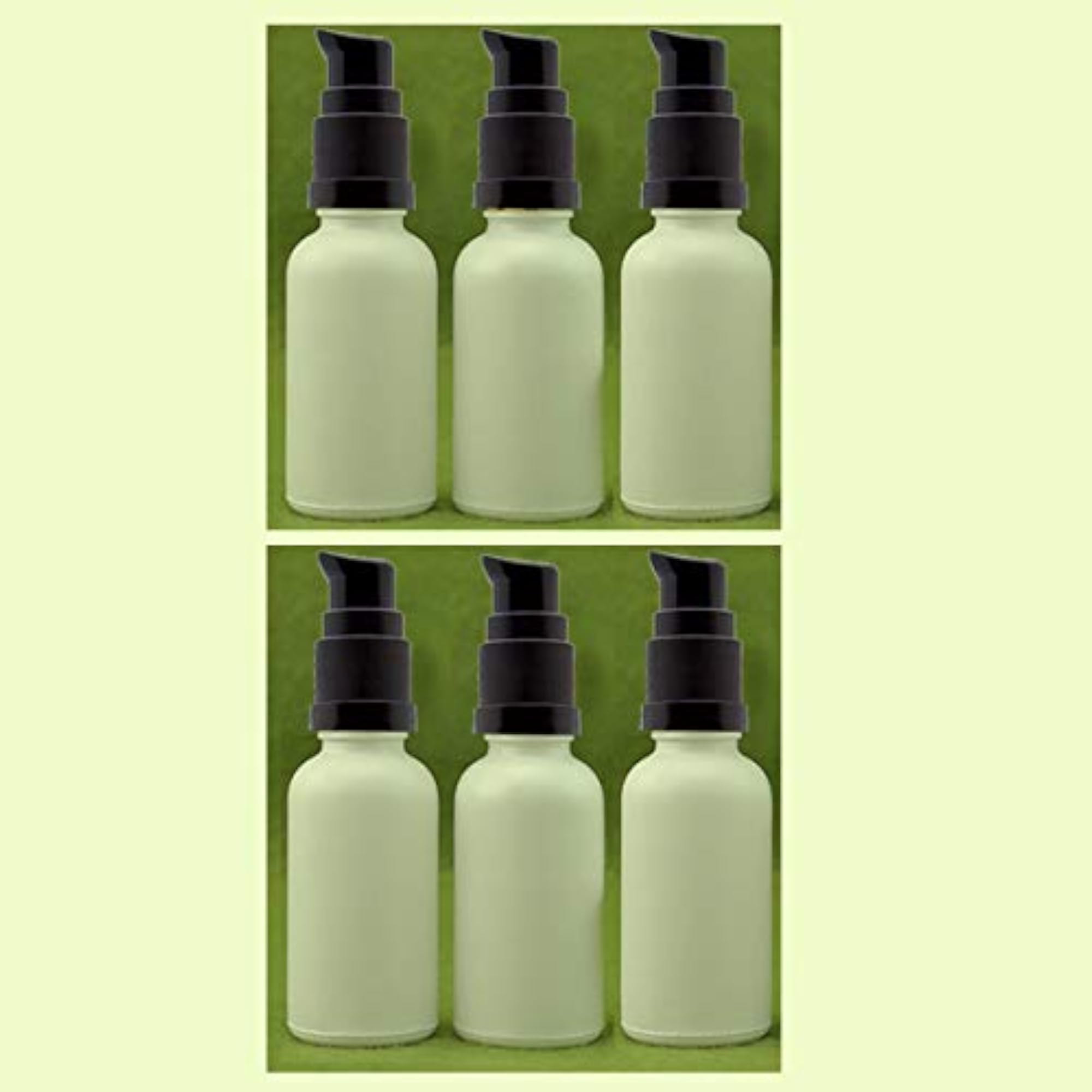 Pearl White Round Glass Bottle with Lotion Pump, 30 ml, Pack of 4