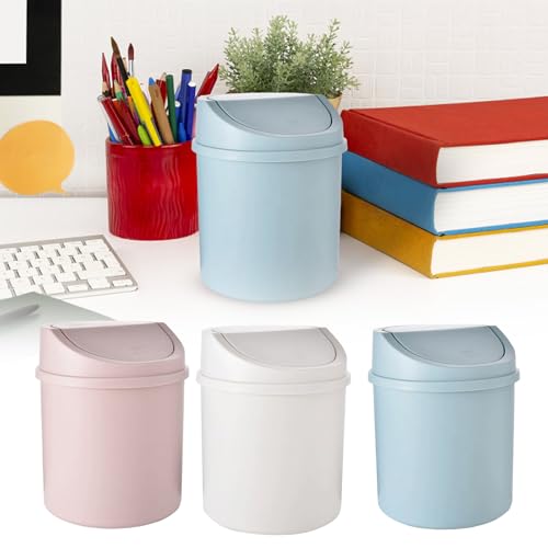 Mini Trash Can, 0.4 Gal Small Removable Plastic Wastebasket with Swing Lid (Blue) - image 7