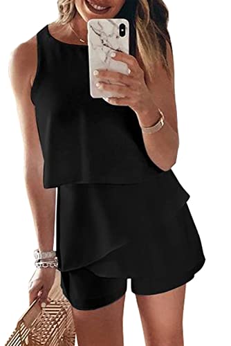 Maavoki Damen Sommer Overalls Romper, Elegant Ärmellos Jumpsuit mit...