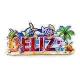 LUYMFSY Belize 3D Fridge Magnet, Multicolor, Resin, 3.94 x 1.97 Inch, Sea Turtle and Palm Tree Souvenir Travel Refrigerator Magnet