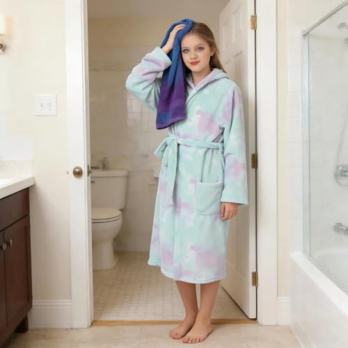 Image of V.&GRIN Girls Fleece Hooded Robe, Soft Unicorn Bathrobe for Kids 5-14 Years