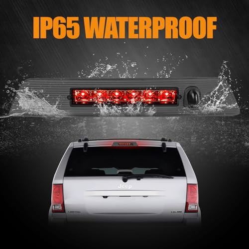 Image of Third 3rd Brake Light LED for 2005-2010 Jeep Grand Cherokee, High Mount Rear Brake Lights Assembly for 05-10 Grand Cherokee, Waterproof Center Cab Lamp Stop Light (Black)