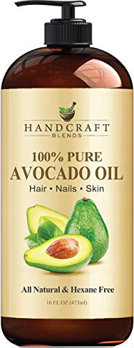 Handcraft Avocado Oil 16 fl. oz - 100% Pure and Natural - Hair Oil - Carrier Oil For Aromatherapy, Massage Oil, Body & Skin Moisturizer & Lubricant - Cold Pressed - Hexane Free - Bottle May Vary