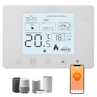 CRONOTERMOSTATO WIFI PROGRAMMABILE SMARTPHONE APP ALEXA TERMOSTATO CALDAIA DA PARETE O BOX 503 DISPLAY IN ITALIANO ALIMENTAZIONE 90-240 Vac DOPPIA FUNZIONE RISCALDAMENTO/CONDIZIONAMENTO