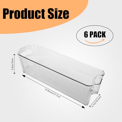 YOUNTHYE 6PCS 15inch Fridge Organizer Bins Breastmilk Freezer Storage Organizer Narrow Freezer Organizers Bins Long Clear Plastic Storage Bin for Pantry Plastic Storage Bin for Breast Milks, Freezer - Thumbnail 2