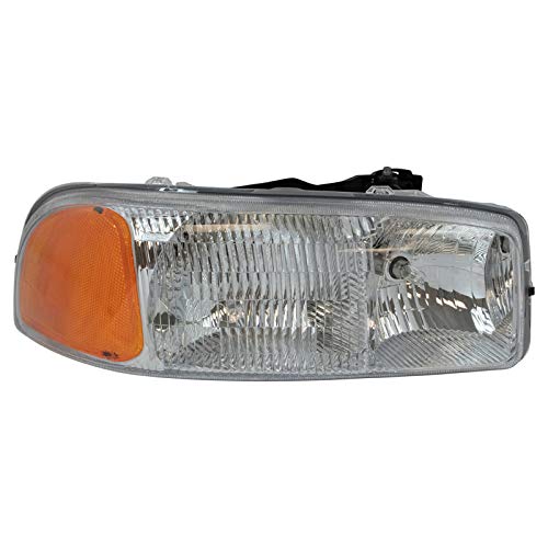 Image of TRQ Passenger Side Headlight Assembly Compatible with 1999-2006 GMC Sierra 1500 2001-2006 1500 3500 HD 2007 Classic 2000-2006 Yukon Yukon XL 1500 2500 1999-2004 Sierra 2500 2001-2006 2500 HD GM2503188