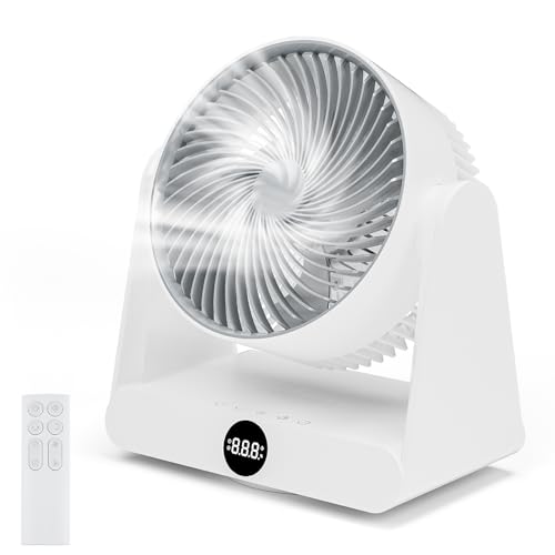 GuKKK Ventilator Leise, Tischventilator 28 DB, Starker Ventilator mit Fernbedienung, 3D Turbo-Luftzirkulator, 12-Geschwindigstufe 12H Timer, 90° verstellbar Neigungswinkel Turbo-Luftzirkulator